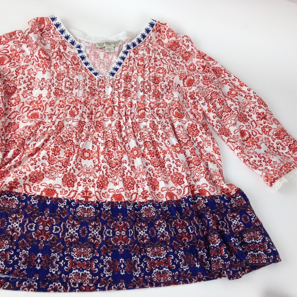 Boho peasant top Sz M Vintage America Blues